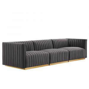Modway - Conjure Channel Tufted Performance Velvet Sofa - EEI-5843-GLD-GRY
