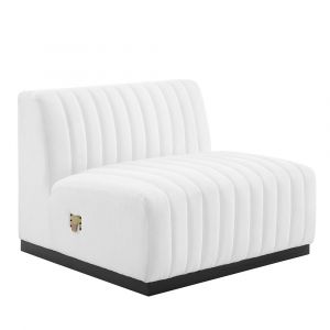 Modway - Conjure Channel Tufted Upholstered Fabric Armless Chair - EEI-5495-BLK-WHI