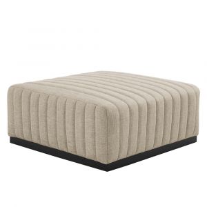 Modway - Conjure Channel Tufted Upholstered Fabric Ottoman - EEI-5501-BLK-BEI