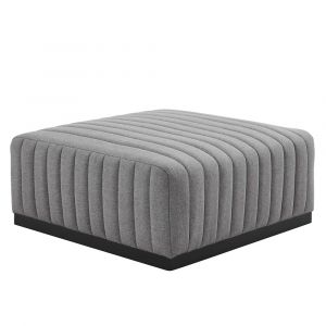 Modway - Conjure Channel Tufted Upholstered Fabric Ottoman - EEI-5501-BLK-LGR
