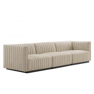 Modway - Conjure Channel Tufted Upholstered Fabric Sofa - EEI-5787-BLK-BEI