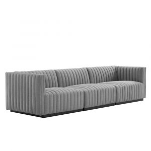 Modway - Conjure Channel Tufted Upholstered Fabric Sofa - EEI-5787-BLK-LGR