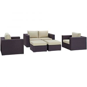Modway - Convene 5 Piece Outdoor Patio Sofa Set - EEI-2158-EXP-BEI-SET