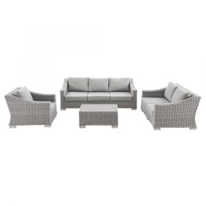 Modway - Conway 4-Piece Outdoor Patio Wicker Rattan Furniture Set in Light Gray Gray - EEI-5091-GRY