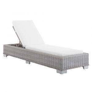 Modway - Conway Sunbrella Outdoor Patio Wicker Rattan Chaise Lounge - EEI-3978-LGR-WHI