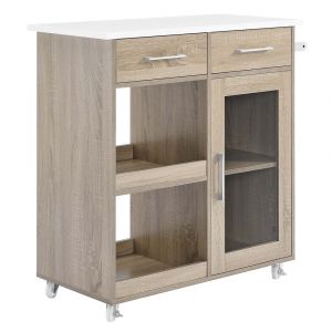 Modway - Culinary Kitchen Cart With Towel Bar - EEI-6275-OAK-WHI