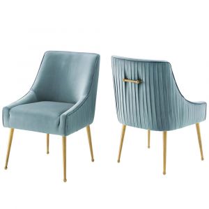 Modway - Discern Pleated Back Upholstered Performance Velvet Dining Chair (Set of 2) - EEI-4149-LBU