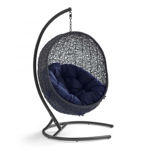 Modway - Encase Sunbrella Swing Outdoor Patio Lounge Chair - EEI-3943-BLK-NAV