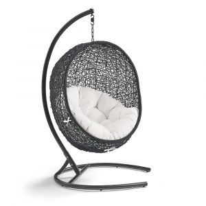 Modway - Encase Sunbrella Swing Outdoor Patio Lounge Chair - EEI-3943-BLK-WHI