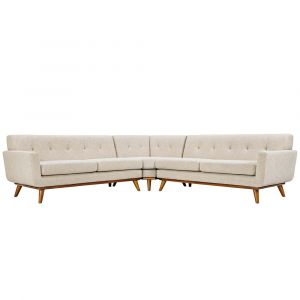 Modway - Engage L-Shaped Upholstered Fabric Sectional Sofa - EEI-2108-BEI-SET