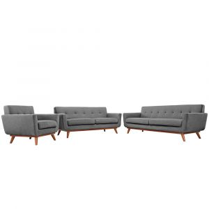 Modway - Engage Sofa Loveseat and Armchair - 3 Piece Set - EEI-1349-GRY
