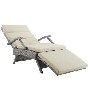 Modway - Envisage Chaise Outdoor Patio Wicker Rattan Lounge Chair - EEI-2301-LGR-BEI