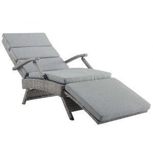 Modway - Envisage Chaise Outdoor Patio Wicker Rattan Lounge Chair - EEI-2301-LGR-GRY
