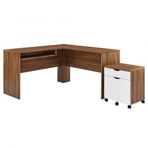 Modway - Envision Wood Desk and File Cabinet Set - EEI-5823-WAL-WHI