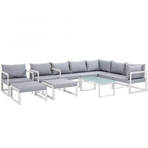 Modway - Fortuna 10 Piece Outdoor Patio Sectional Sofa Set - EEI-1720-WHI-GRY-SET