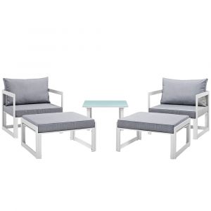 Modway - Fortuna 5 Piece Outdoor Patio Sectional Sofa Set - EEI-1721-WHI-GRY-SET