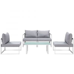 Modway - Fortuna 5 Piece Outdoor Patio Sectional Sofa Set - EEI-1724-WHI-GRY-SET