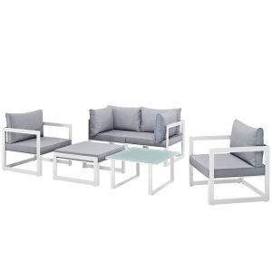 Modway - Fortuna 6 Piece Outdoor Patio Sectional Sofa Set - EEI-1723-WHI-GRY-SET