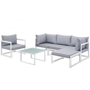 Modway - Fortuna 6 Piece Outdoor Patio Sectional Sofa Set - EEI-1731-WHI-GRY-SET