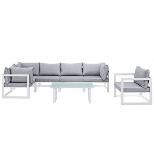 Modway - Fortuna 7 Piece Outdoor Patio Sectional Sofa Set - EEI-1733-WHI-GRY-SET