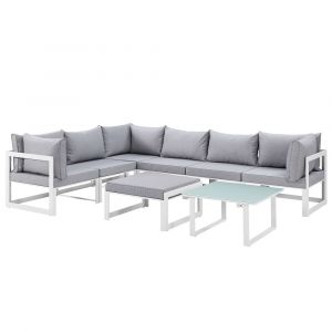 Modway - Fortuna 8 Piece Outdoor Patio Sectional Sofa Set - EEI-1735-WHI-GRY-SET