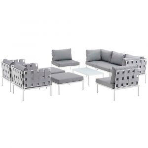 Modway - Harmony 10 Piece Outdoor Patio Aluminum Sectional Sofa Set - EEI-2616-WHI-GRY-SET