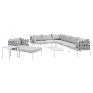 Modway - Harmony 10-Piece Sunbrella Outdoor Patio Aluminum Sectional Sofa Set - EEI-4953-GRY-GRY-SET