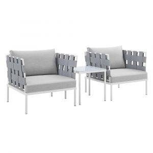 Modway - Harmony 3-Piece Sunbrella Outdoor Patio Aluminum Seating Set - EEI-4687-GRY-GRY-SET