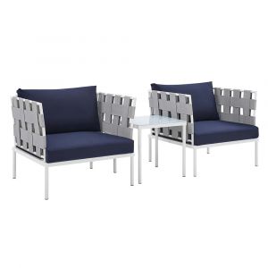 Modway - Harmony 3-Piece Sunbrella® Outdoor Patio Aluminum Seating Set - EEI-4687-GRY-NAV-SET