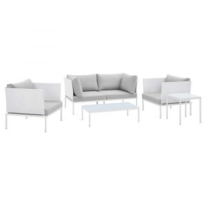 Modway - Harmony 5-Piece Sunbrella Outdoor Patio Aluminum Furniture Set - EEI-4924-WHI-GRY-SET