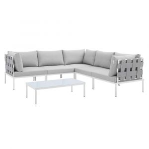 Modway - Harmony 6-Piece Sunbrella Outdoor Patio Aluminum Sectional Sofa Set - EEI-4929-GRY-GRY-SET