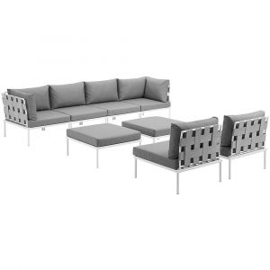 Modway - Harmony 8 Piece Outdoor Patio Aluminum Sectional Sofa Set - EEI-2624-WHI-GRY-SET