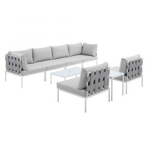 Modway - Harmony 8-Piece Sunbrella Outdoor Patio Aluminum Sectional Sofa Set - EEI-4945-GRY-GRY-SET