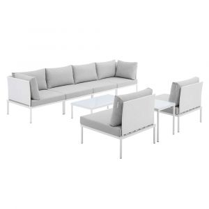 Modway - Harmony 8-Piece Sunbrella Outdoor Patio Aluminum Sectional Sofa Set - EEI-4944-WHI-GRY-SET