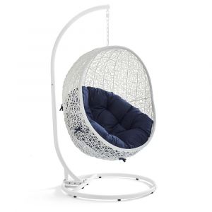 Modway - Hide Outdoor Patio Sunbrella Swing Chair With Stand - EEI-3929-WHI-NAV