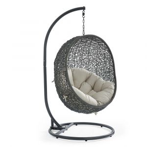 Modway - Hide Outdoor Patio Swing Chair With Stand - EEI-2273-GRY-BEI