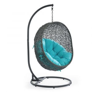 Modway - Hide Outdoor Patio Swing Chair With Stand - EEI-2273-GRY-TRQ