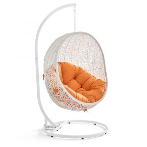 Modway - Hide Outdoor Patio Swing Chair With Stand - EEI-2273-WHI-ORA