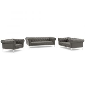 Modway - Idyll 3 Piece Upholstered Leather Set - EEI-4190-GRY-SET