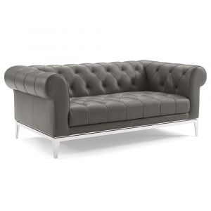 Modway - Idyll Tufted Button Upholstered Leather Chesterfield Loveseat - EEI-3442-GRY