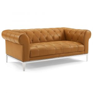 Modway - Idyll Tufted Button Upholstered Leather Chesterfield Loveseat - EEI-3442-TAN