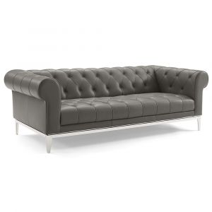 Modway - Idyll Tufted Button Upholstered Leather Chesterfield Sofa - EEI-3441-GRY