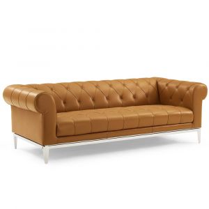 Modway - Idyll Tufted Button Upholstered Leather Chesterfield Sofa - EEI-3441-TAN