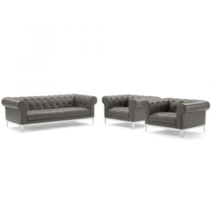 Modway - Idyll Tufted Upholstered Leather 3 Piece Set - EEI-4192-GRY-SET