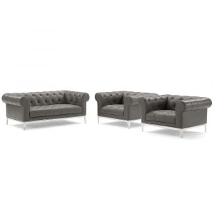 Modway - Idyll Tufted Upholstered Leather 3 Piece Set - EEI-4194-GRY-SET