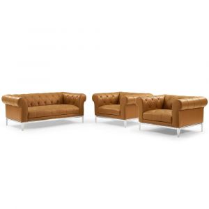 Modway - Idyll Tufted Upholstered Leather 3 Piece Set - EEI-4194-TAN-SET
