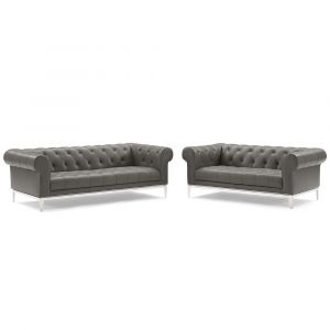Modway - Idyll Tufted Upholstered Leather Sofa and Loveseat Set - EEI-4189-GRY-SET