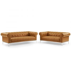 Modway - Idyll Tufted Upholstered Leather Sofa and Loveseat Set - EEI-4189-TAN-SET