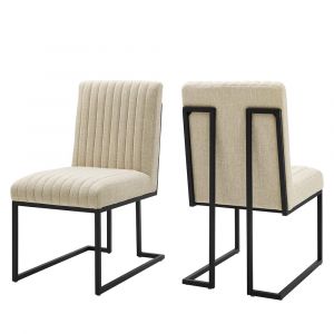 Modway - Indulge Channel Tufted Fabric Dining Chairs - (Set of 2) - EEI-5740-BEI