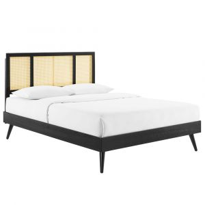 Modway - Kelsea Cane and Wood Full Platform Bed With Splayed Legs - MOD-6696-BLK